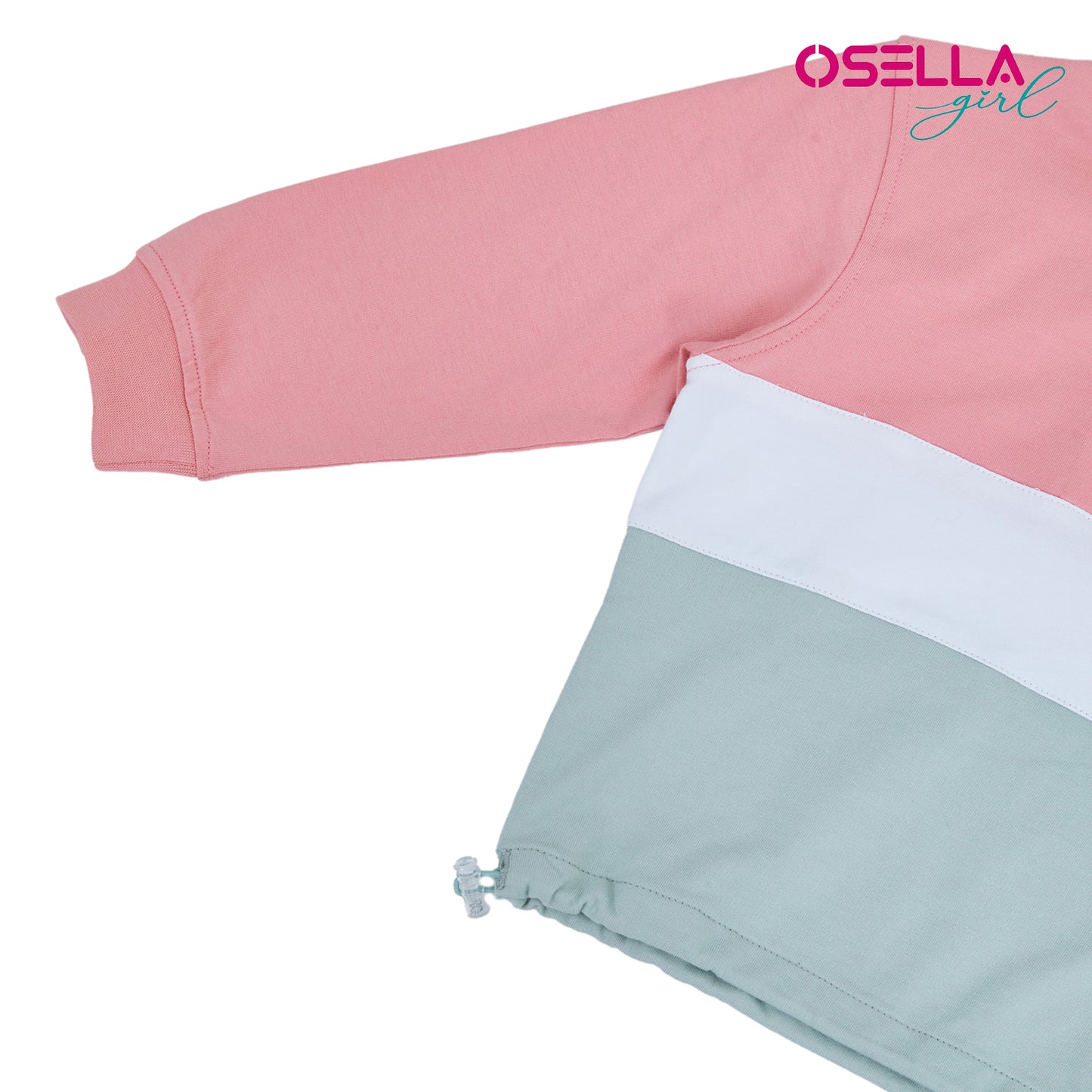 Osella Kid Girls  Multi Color Sweatshirt In Pink, White And Sage Green