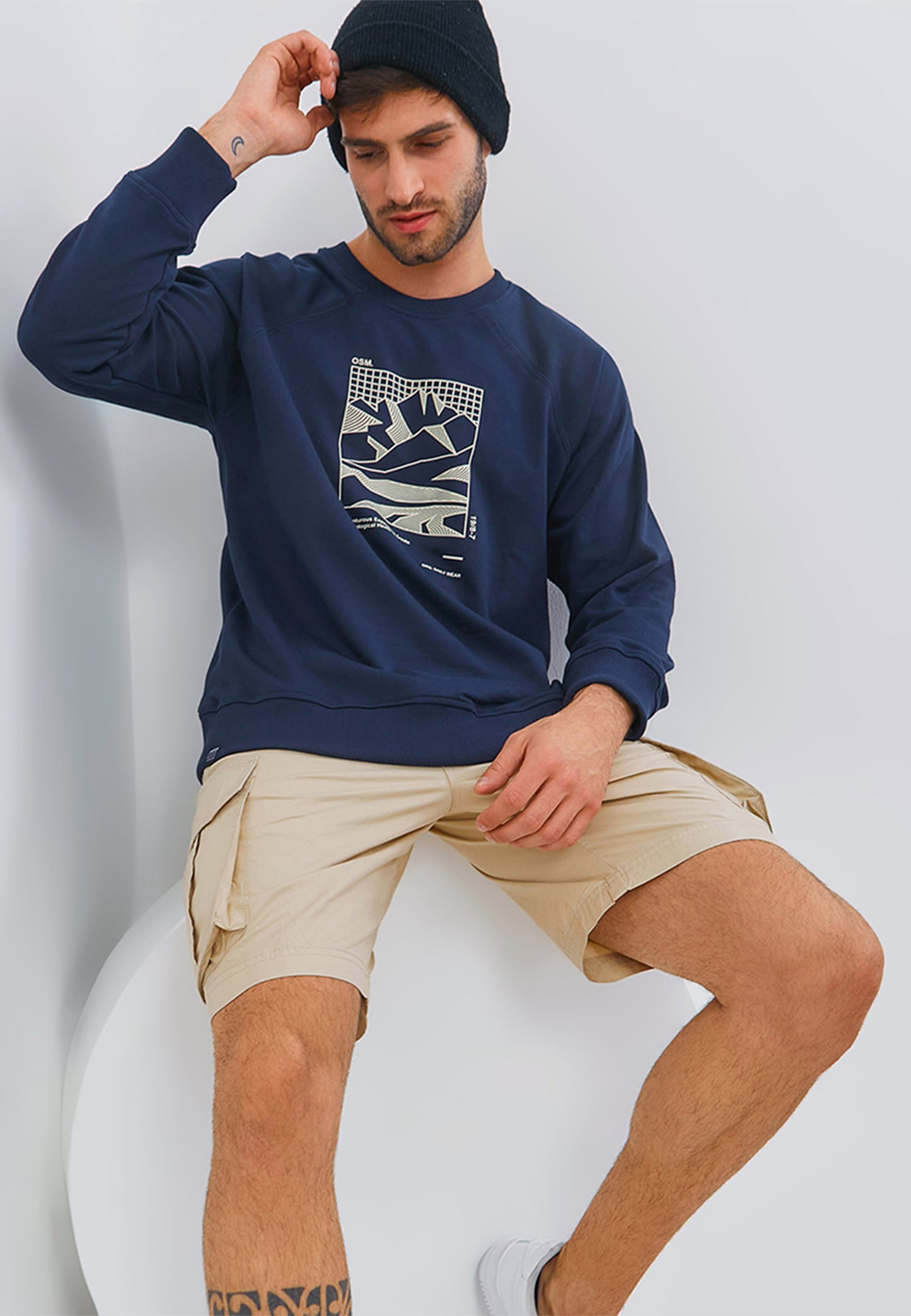 Osella Men Printed Sweatshirt In Navy