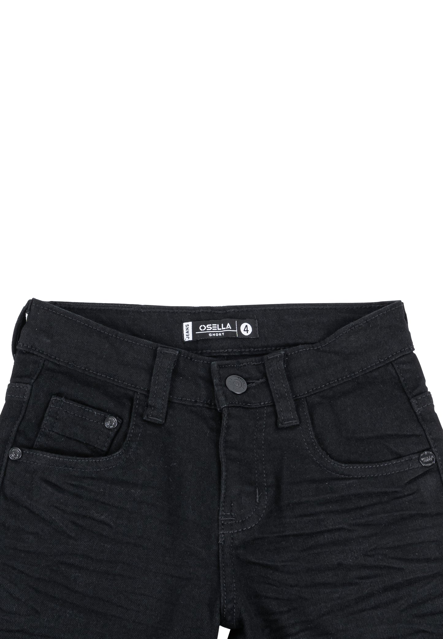 Osella Kids Downey Regular Short Pants Jeans In Black Denim Wash