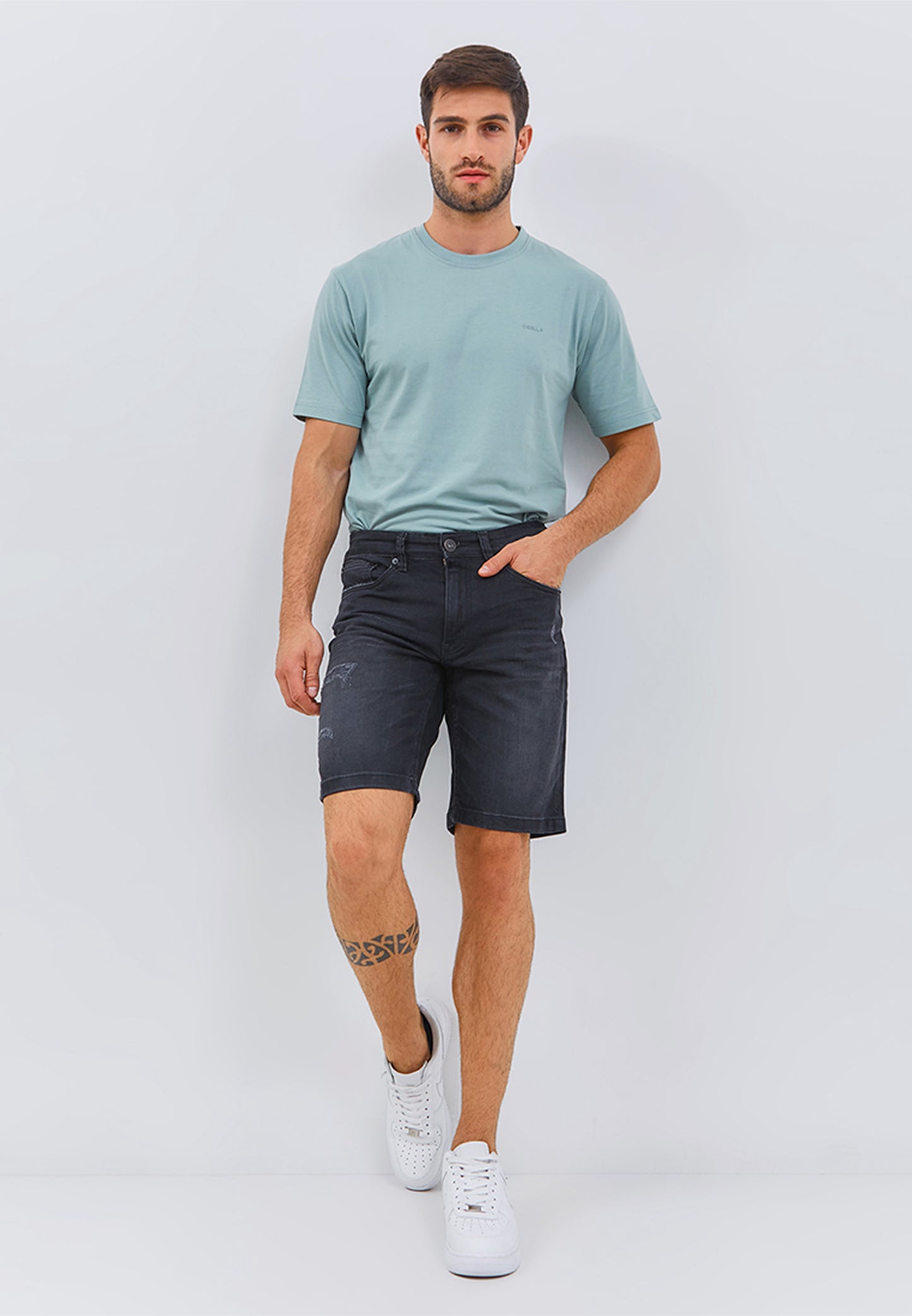 Osella Men Peter Shorts Jeans In Dark Grey Wash