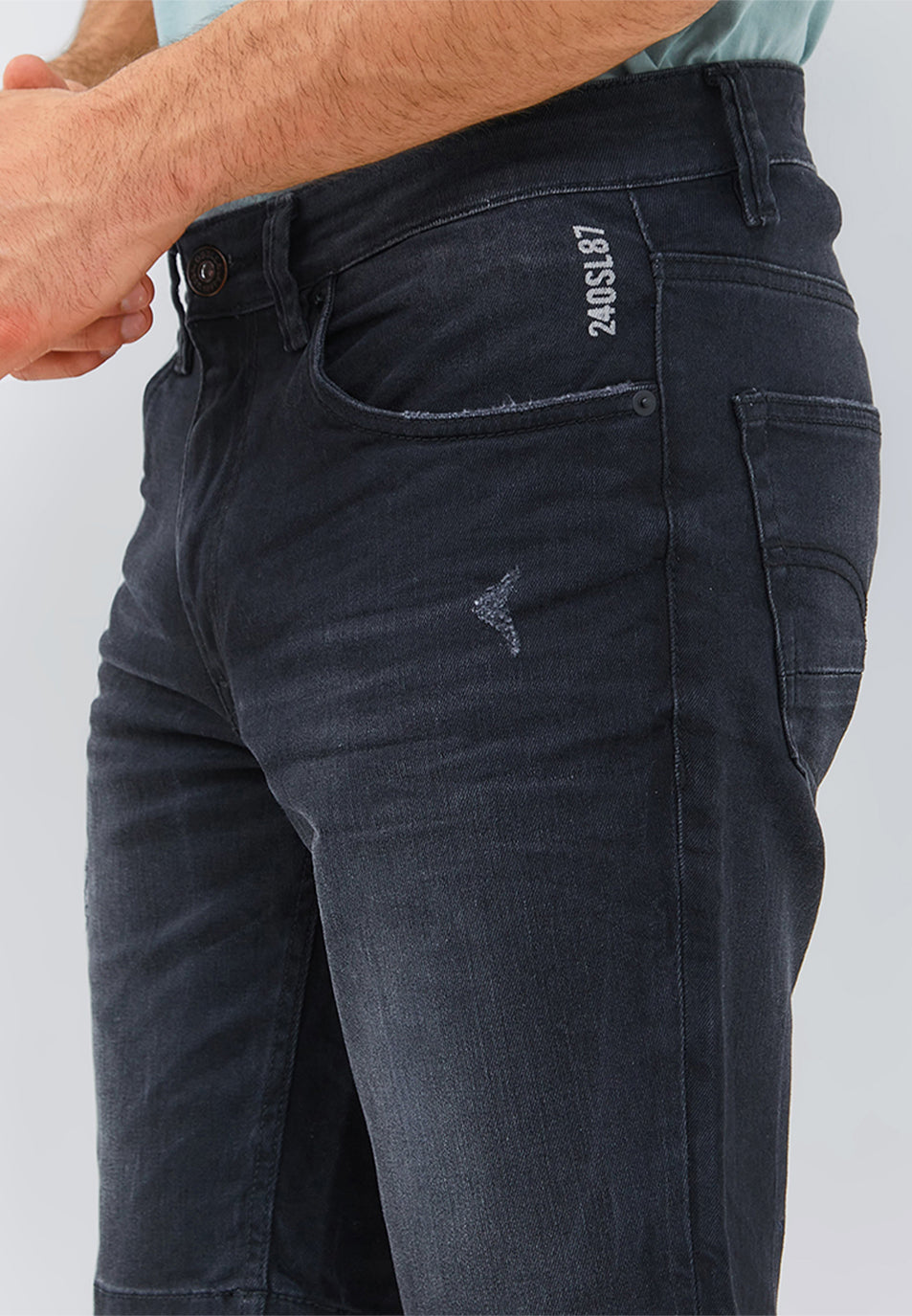 Osella Men Peter Shorts Jeans In Dark Grey Wash