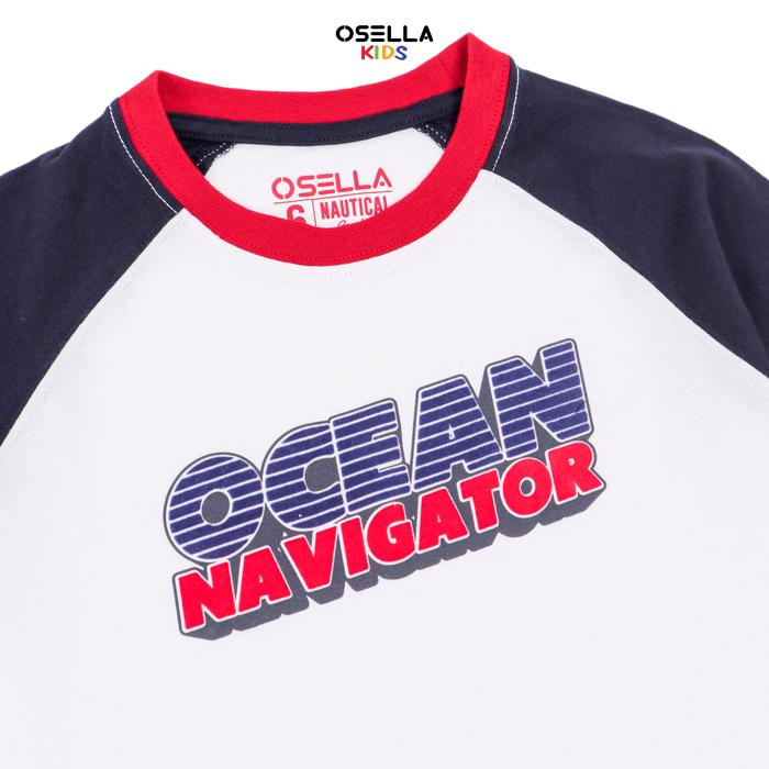 OSELLA NAUTICAL OCEAN NAVIGATOR RAGLAN TSHIRT IN WHITE