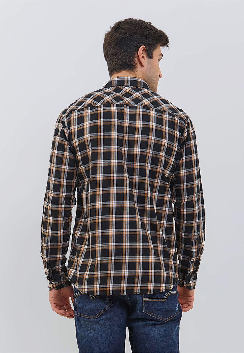 Osella Regular Fit Shirt Checkered In Black And Brown