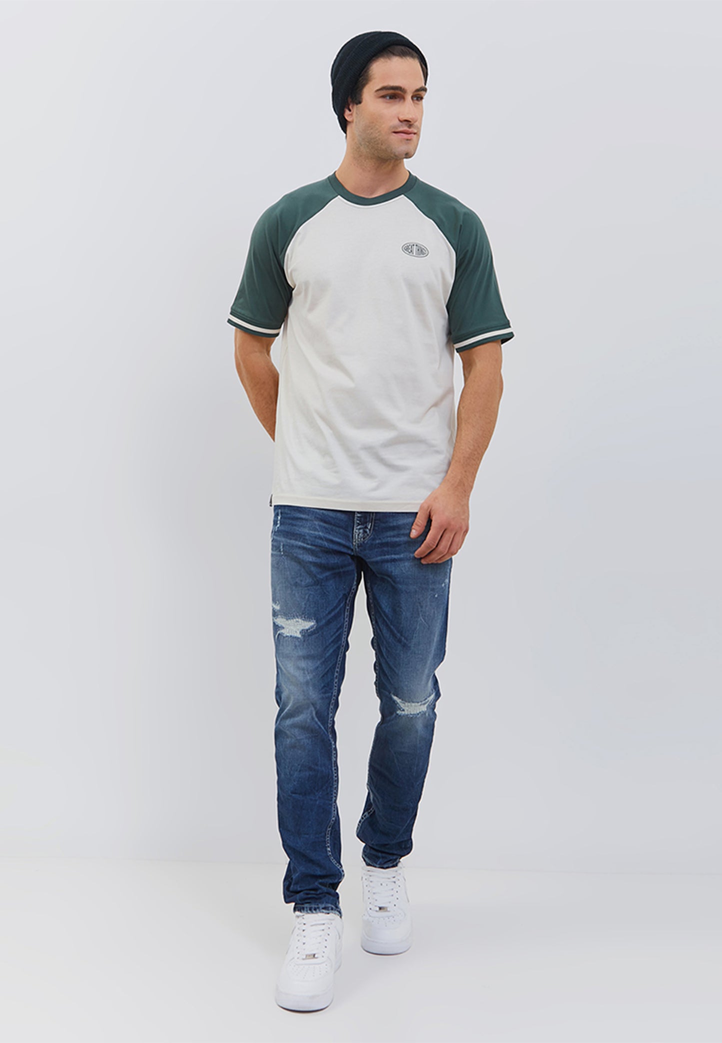 Osella Relaxed Fit T-Shirt With Stripe Knit Combination