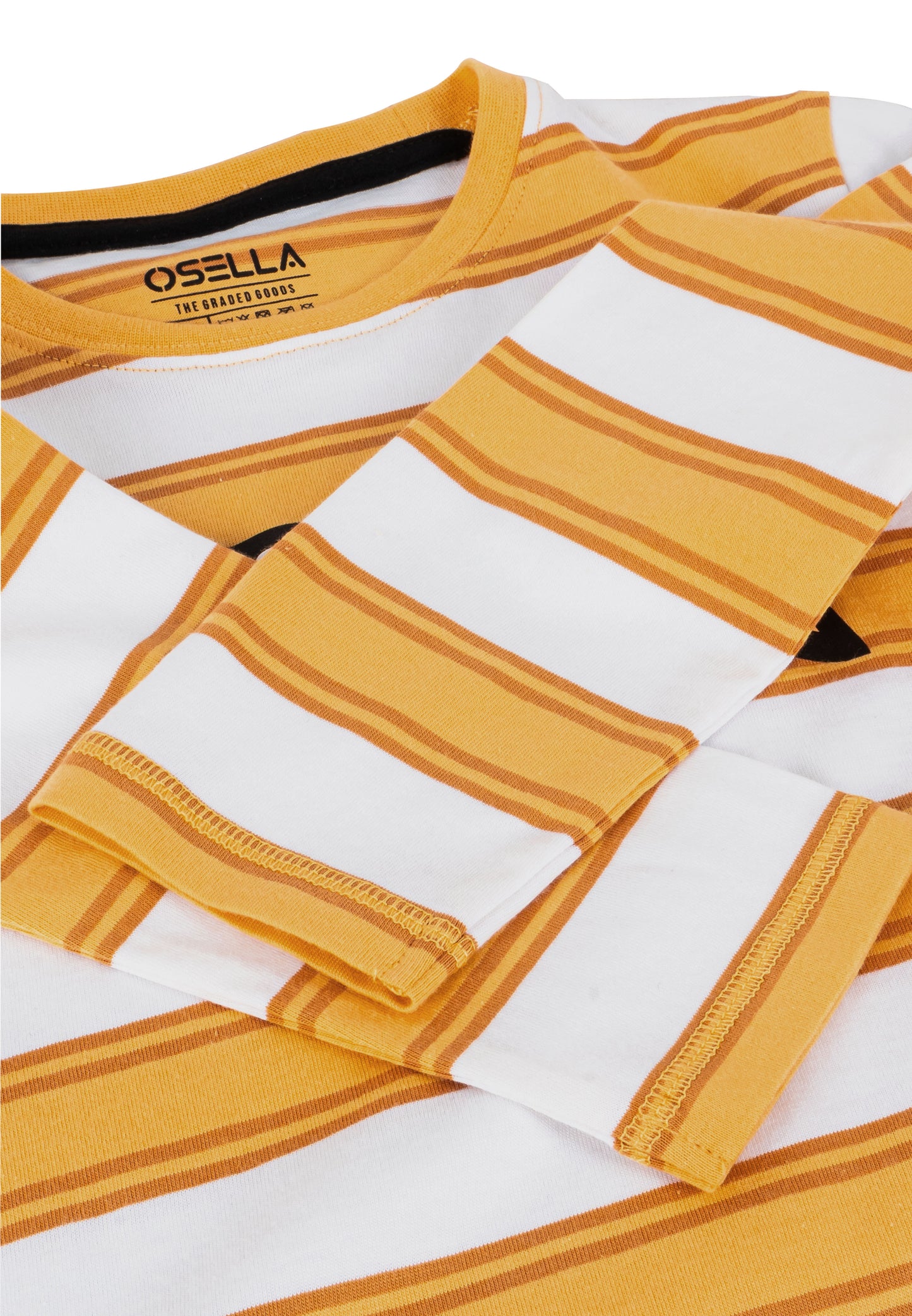Osella Kids Positive Print Regular Long Sleeve Stripe T-Shirt In Yellow