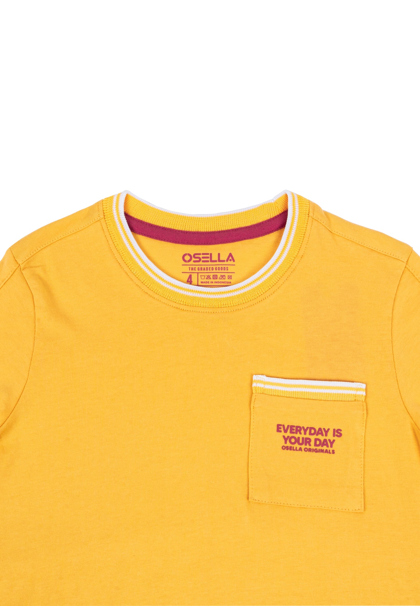 Osella Kids Striped Pocket And Neck Opening T-Shirt In Yellow