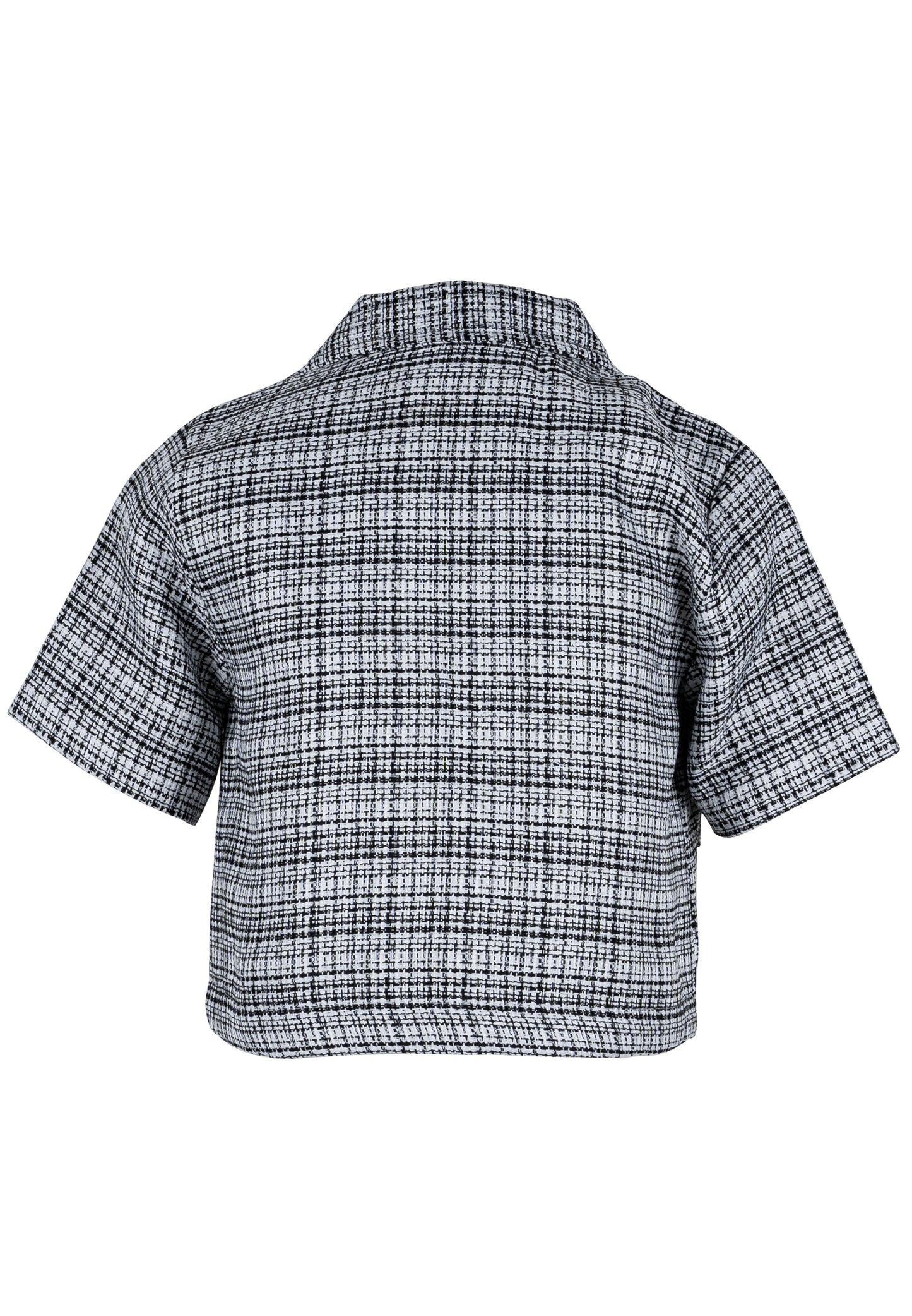Osella Kids Short Sleeve Tweed Look Blazer In Black And White Pattern With Additional Tanktop