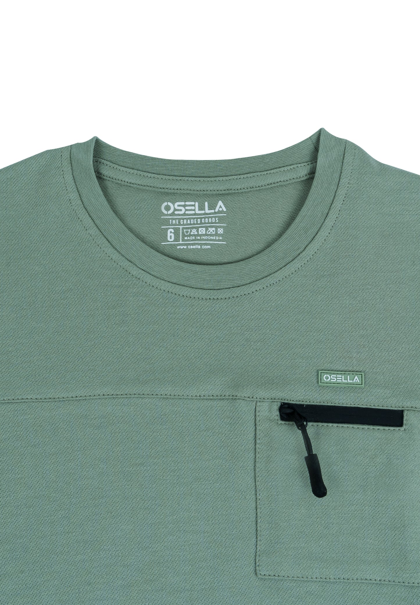 Osella Regular Pocket Zipper T-shirt In Sage Green