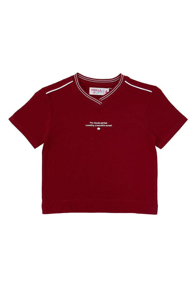 Osella Rully Ribbed V-Neck T-Shirt In Red