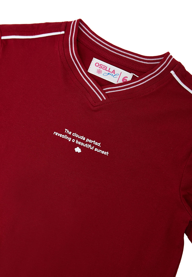 Osella Rully Ribbed V-Neck T-Shirt In Red