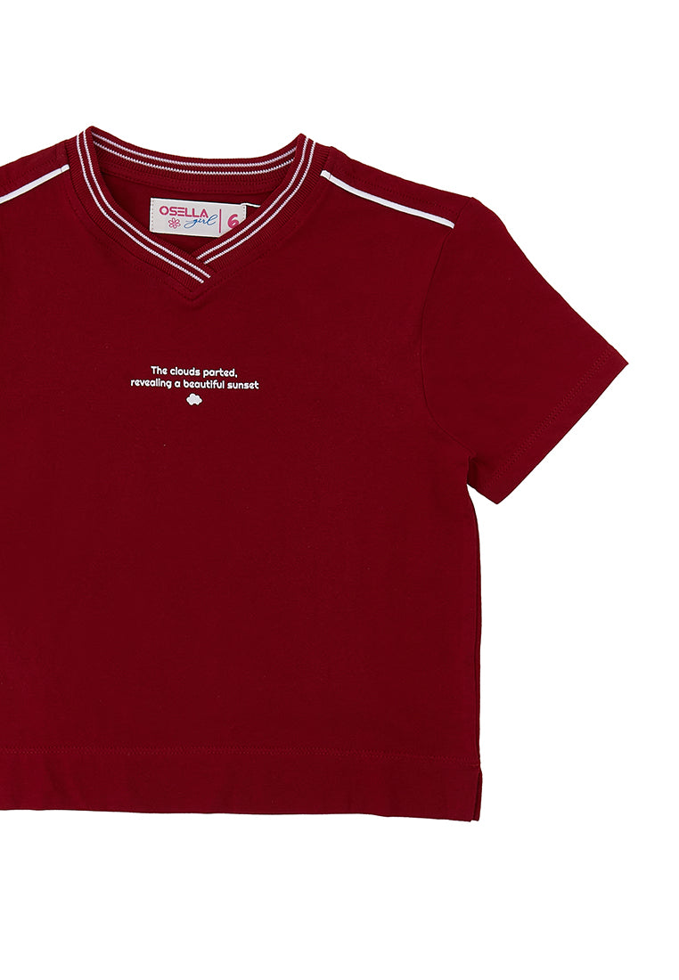 Osella Rully Ribbed V-Neck T-Shirt In Red
