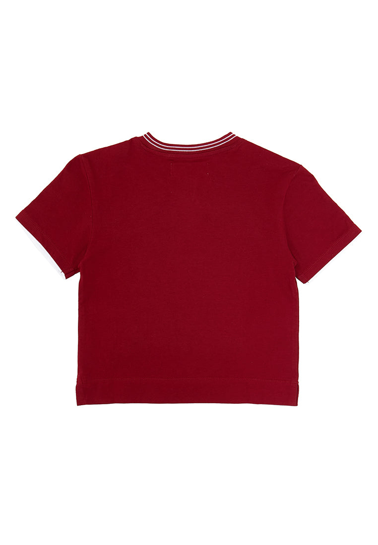 Osella Rully Ribbed V-Neck T-Shirt In Red