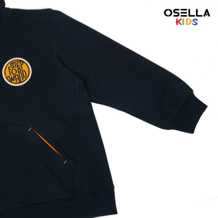 Osella Kids Boy Half Zipped Hoodie With Patch Detail