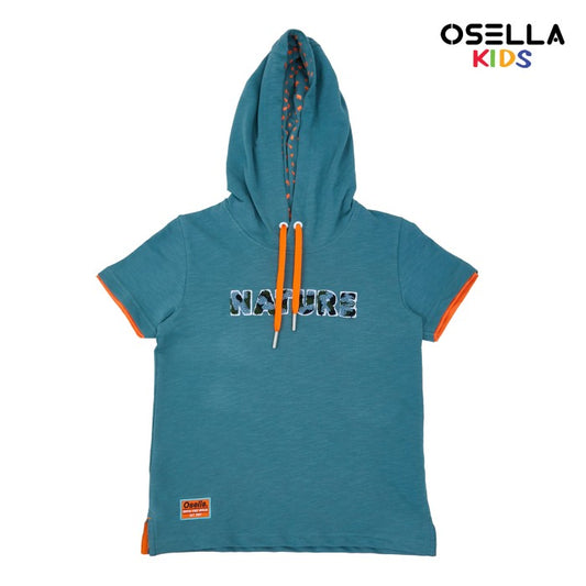 Osella Kids Boy Forest Collection T-Shirt Hoodie In Viridian Green