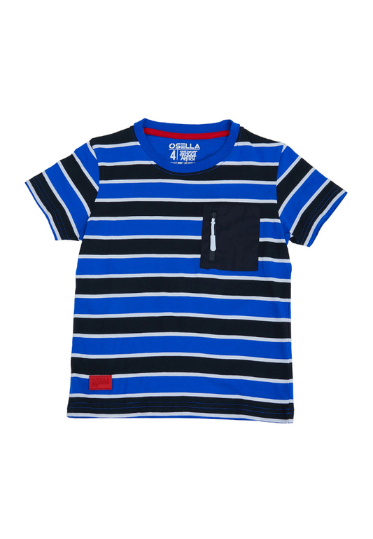 Osella Kids Street Collection Short Sleeve T-Shirt Stripe In Blue, White And Black