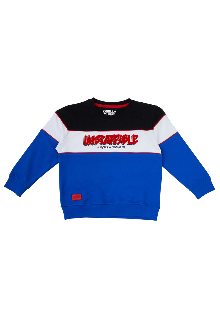 Osella Kids Street Collection Cut And Sewn Sweater In Combination Colour Blue, White And Black