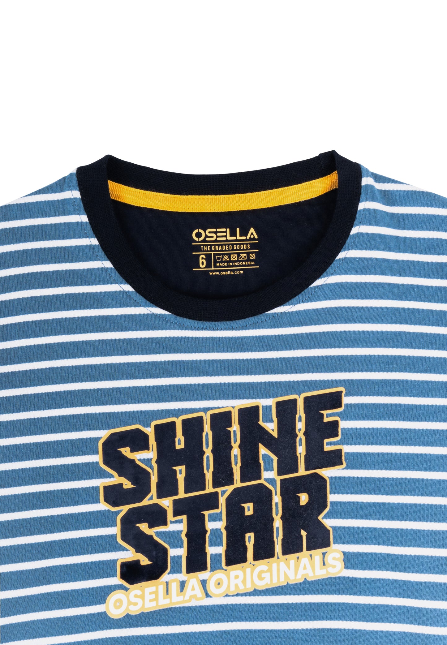 Osella Kids Regular Shine Star Stripe T-Shirt Print In Blue And White