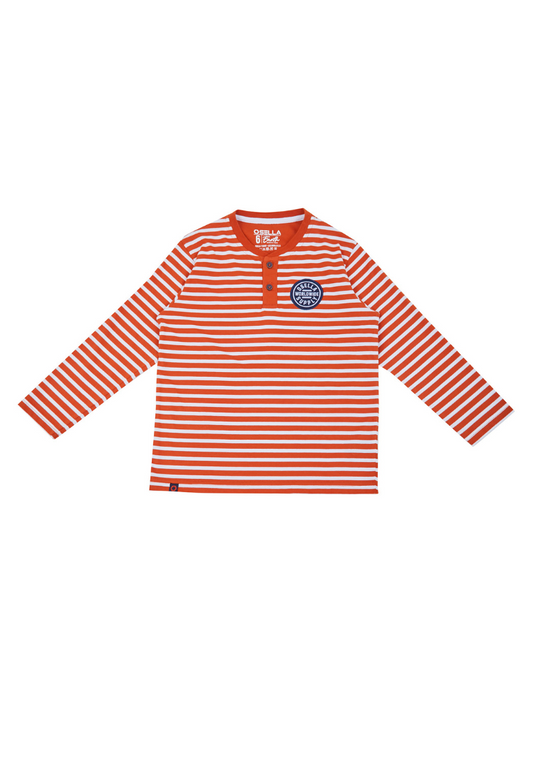 Osella Kids Earth Collection Long Slevees Henley Shirt In Terracotta