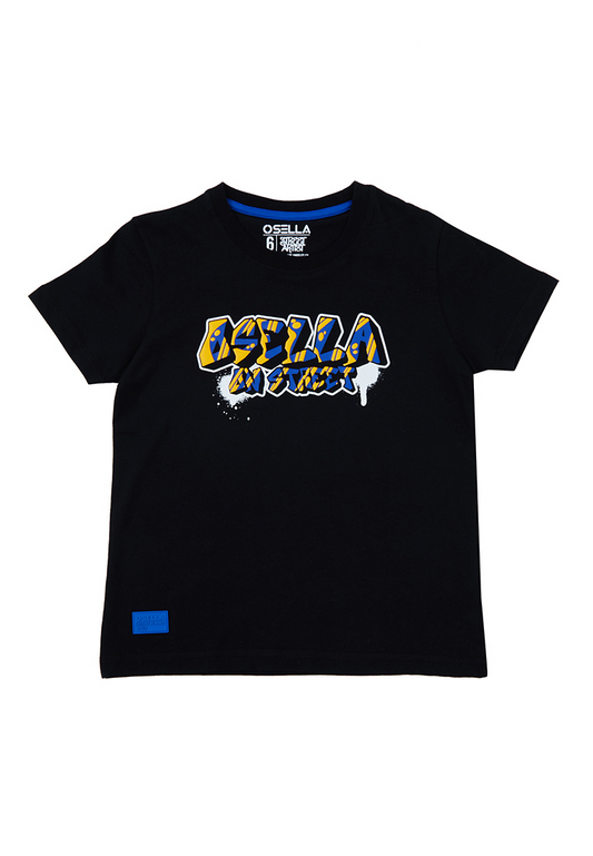 Osella Kids Street Collection Spray Effect Graphic T-Shirt In Black