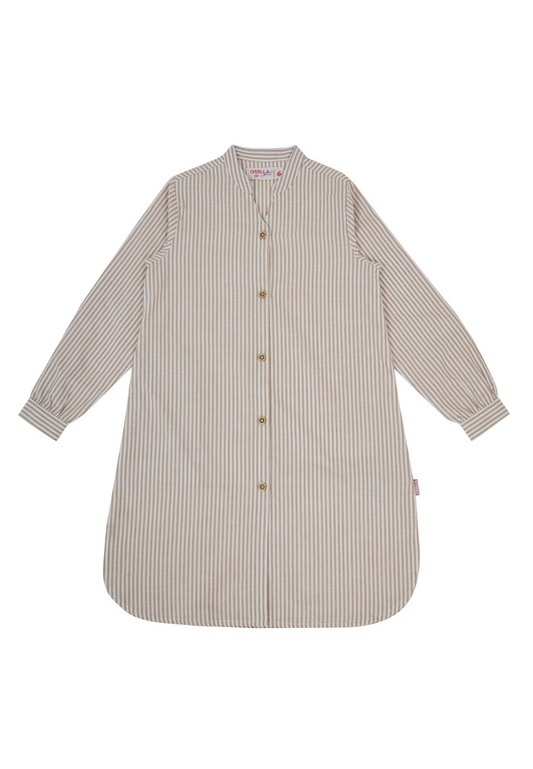 Osella Kids Stripe Tunic Shirt In Brown And White