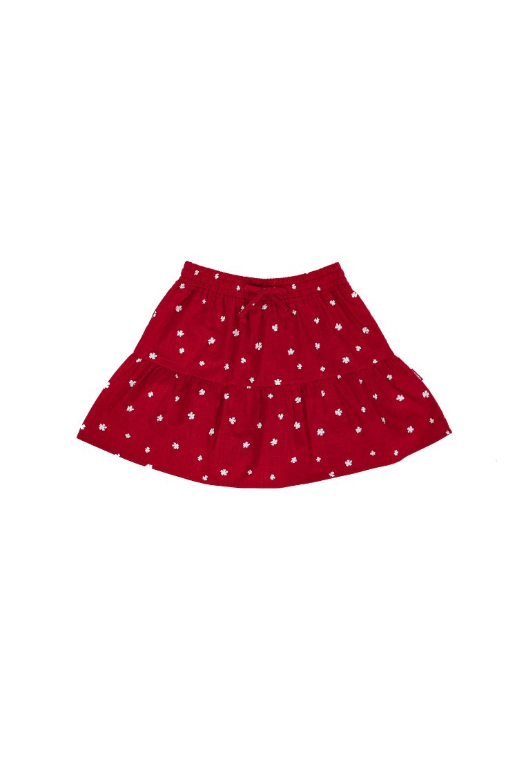 Osella Kids Girl Floral Print Mini Skirt in Red