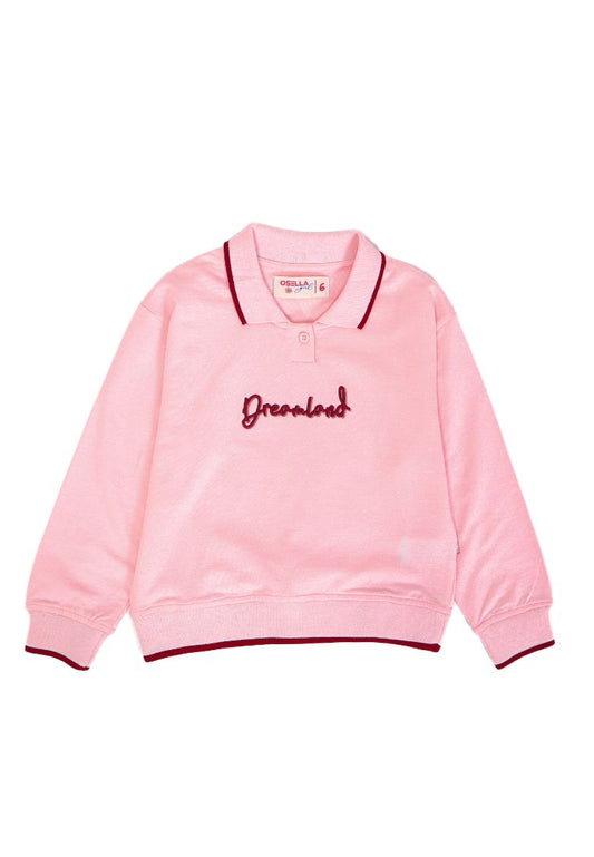 Osella Kids Girl Dreamland Collared Sweater in Soft Pink