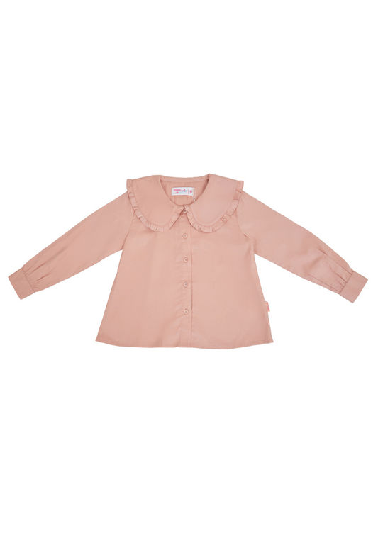Osella Kids Long Sleeve Wide Ruffled Collar Blouse In Peach