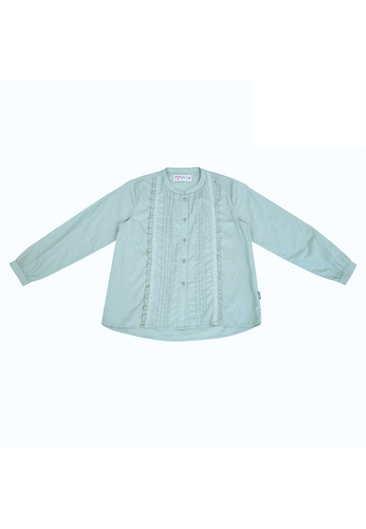 Osella Kids Long Sleeve Shanghai Collared Blouse In Mint Green