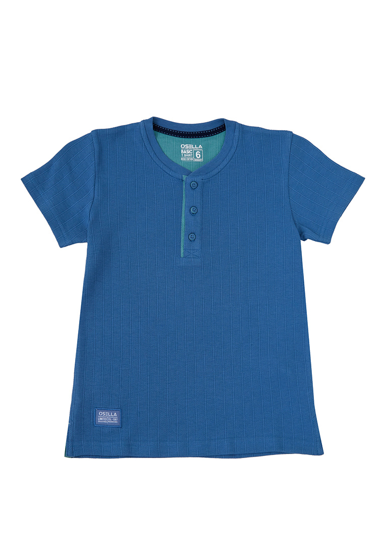 Osella Kids Regular Short Sleeve Henley Shirt In Textured Fabric