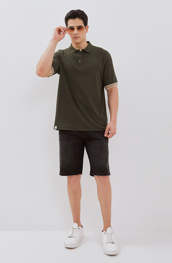 Osella Dylan Textured Polo Shirt With Striped Rib 2021501