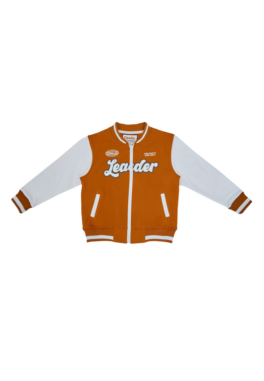Osella Kids Earth Collection Varsity Jacket In Brown