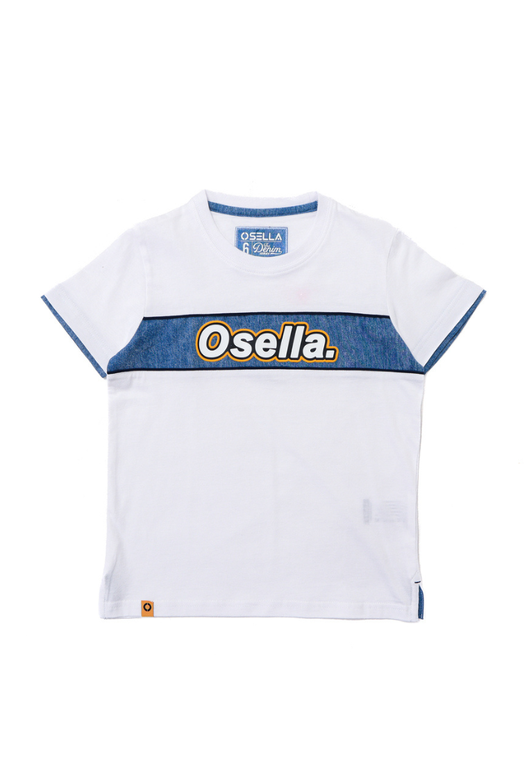 Osella Kids Regular T-shirt with Denim Stitch in White