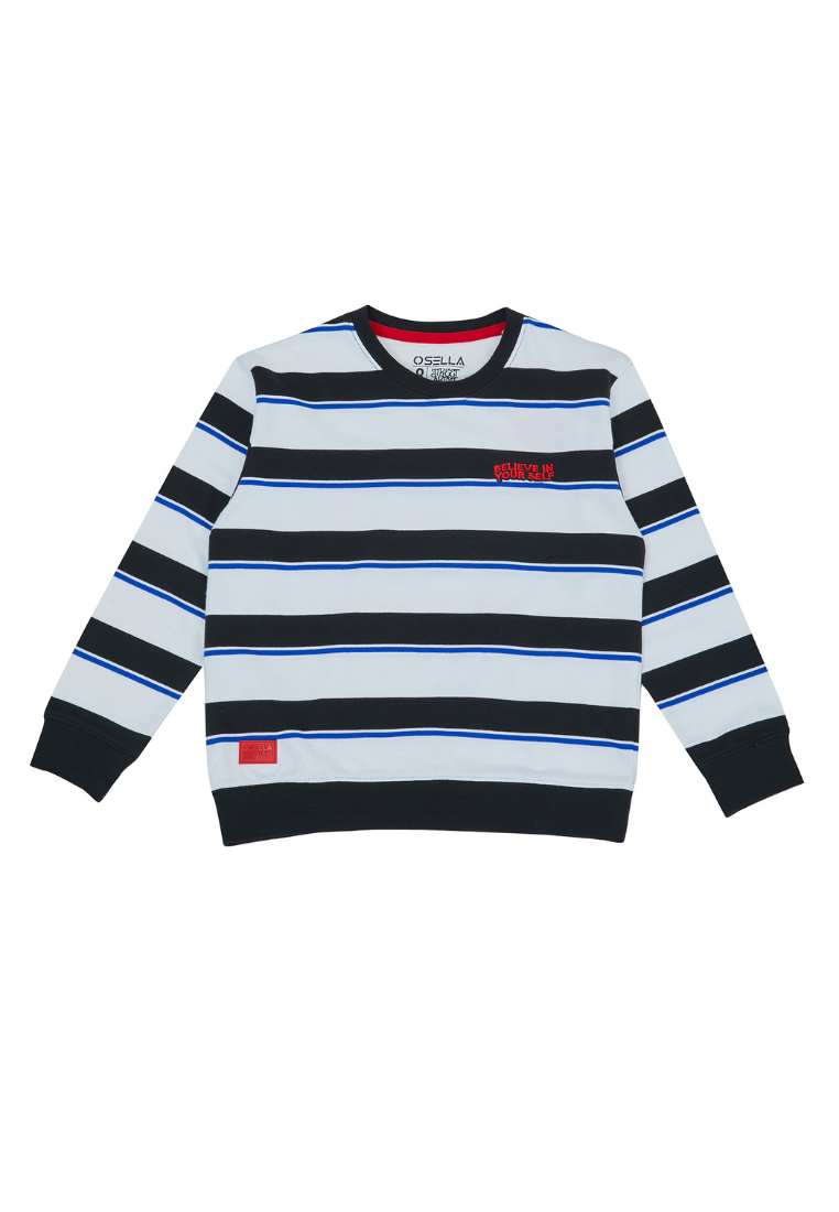 Osella Kids Street Collection Stripe Sweatshirt In Blue, Black And White