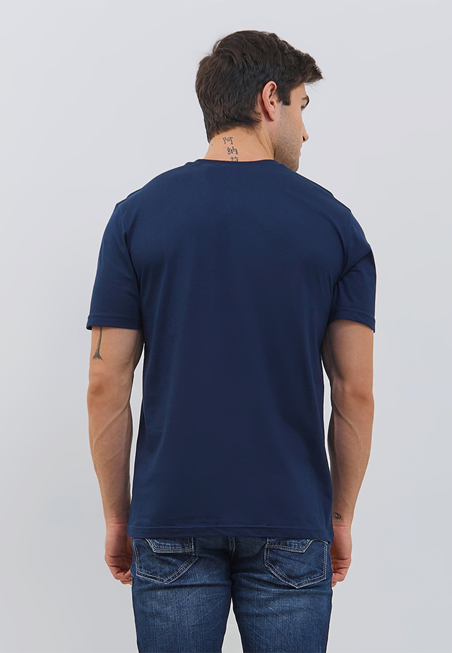Osella Regular Fit Contrast Printed  T-Shirt In Navy