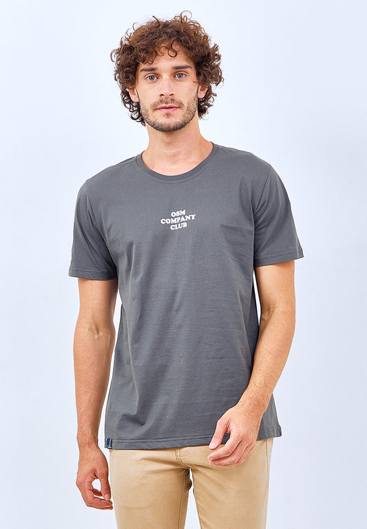 Osella Regular Fit Cotton T-Shirt in Smoke Grey