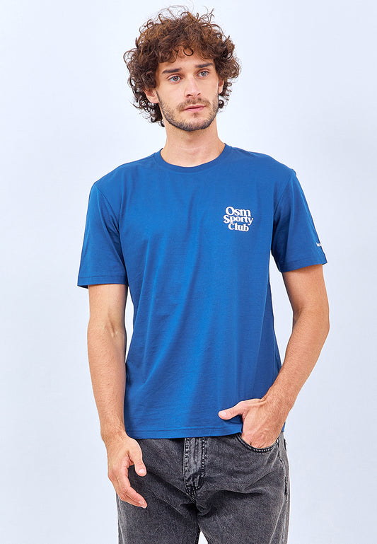 Osella Regular Fit Cotton T-Shirt in Morrocan Blue
