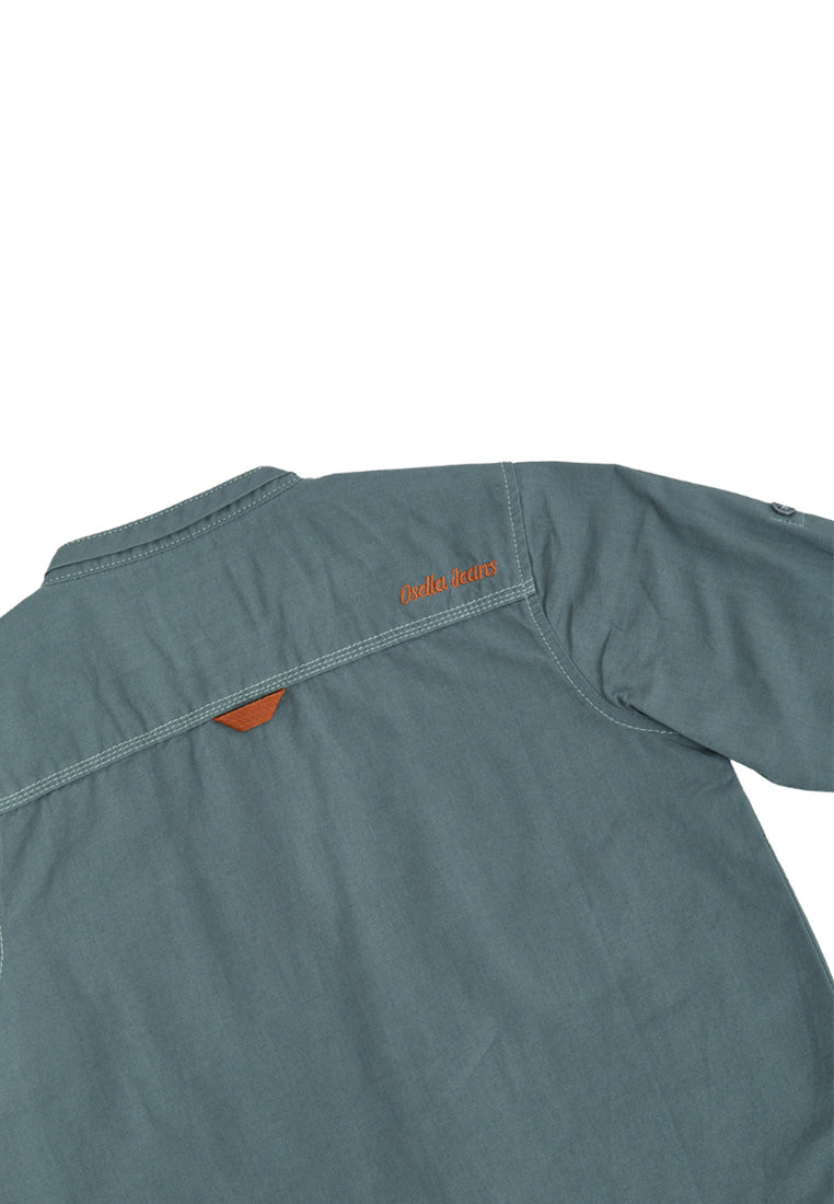 Osella Kids Boy Forest Long Slevee Shirt In Dark Green