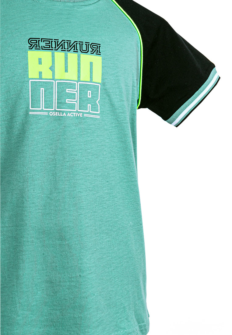 Osella Kids Active Raglan T-Shirt In Lucite Green