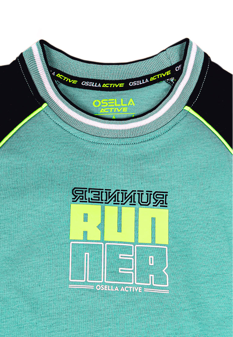 Osella Kids Active Raglan T-Shirt In Lucite Green