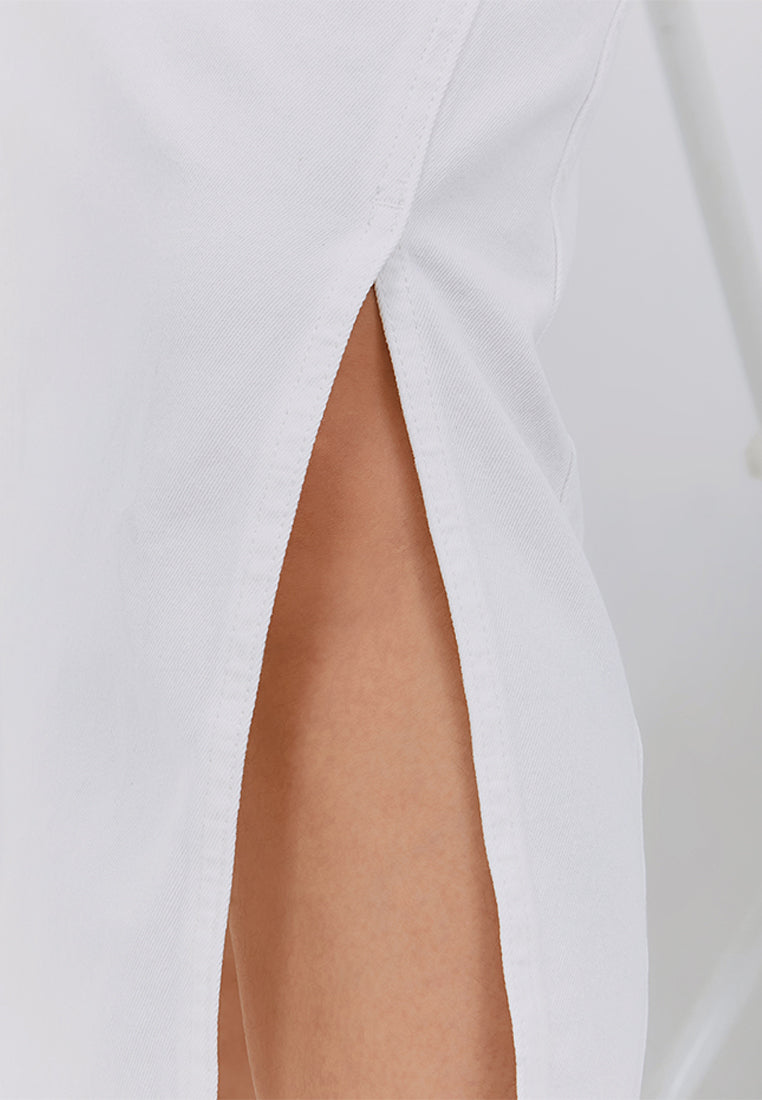 Osella Elastic Denim Long Skirt in White