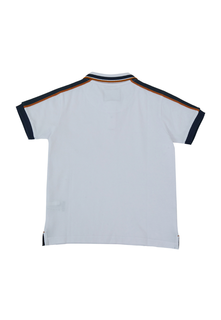 Osella Kids Earth Collection Solid Polo Shirt With Stripe Deatiling On Shoulders