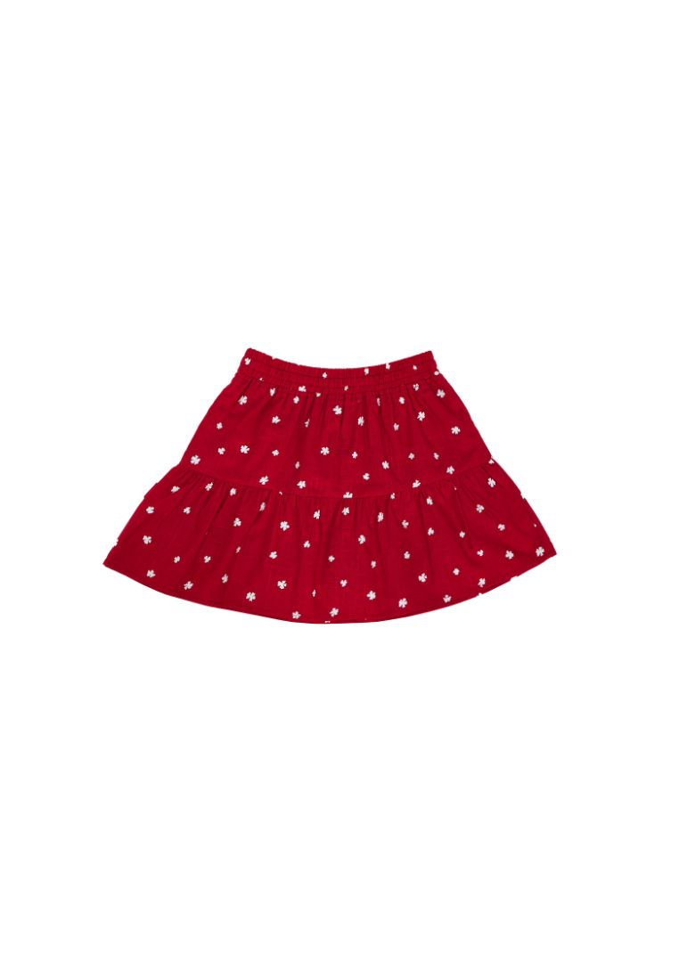 Osella Kids Girl Floral Print Mini Skirt in Red