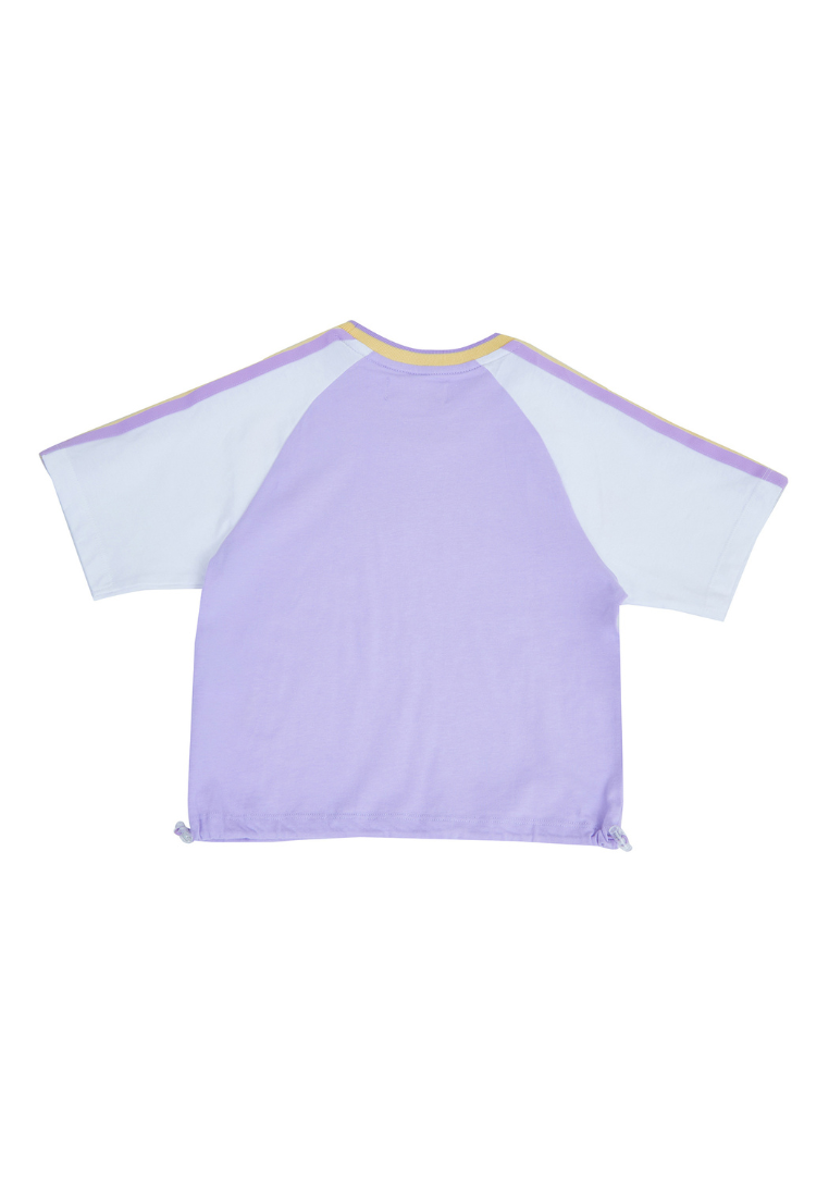 Osella Kids Raglan T-Shirt With Twill Tape Details In Lilac