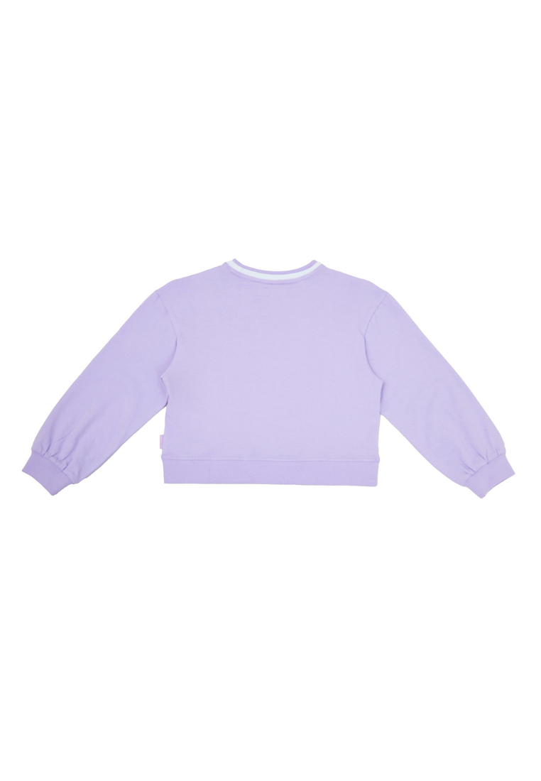 Osella Kids Crop Puff Sleeve Sweater In Lilac