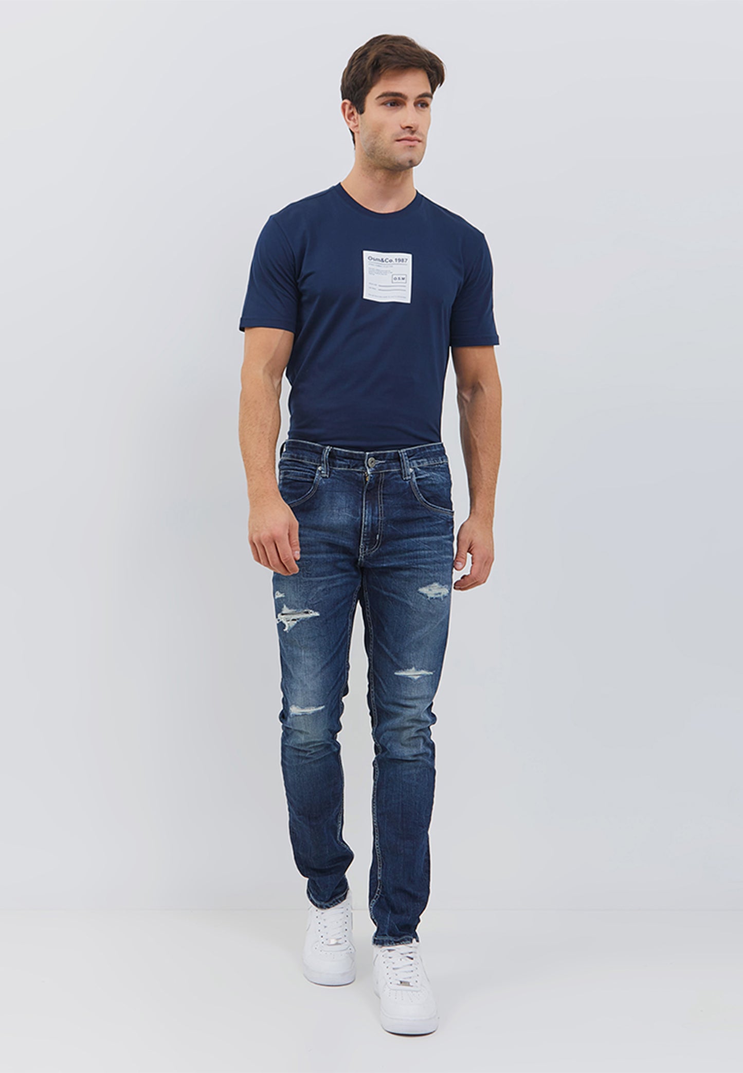 Osella Max Slim Fit Jeans In Dark Blue
