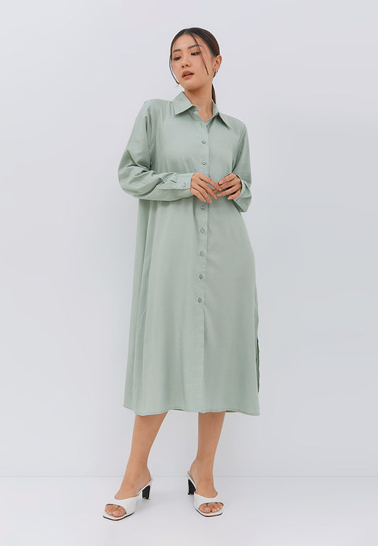 Osella Maxi Collar Dress In Sage Green