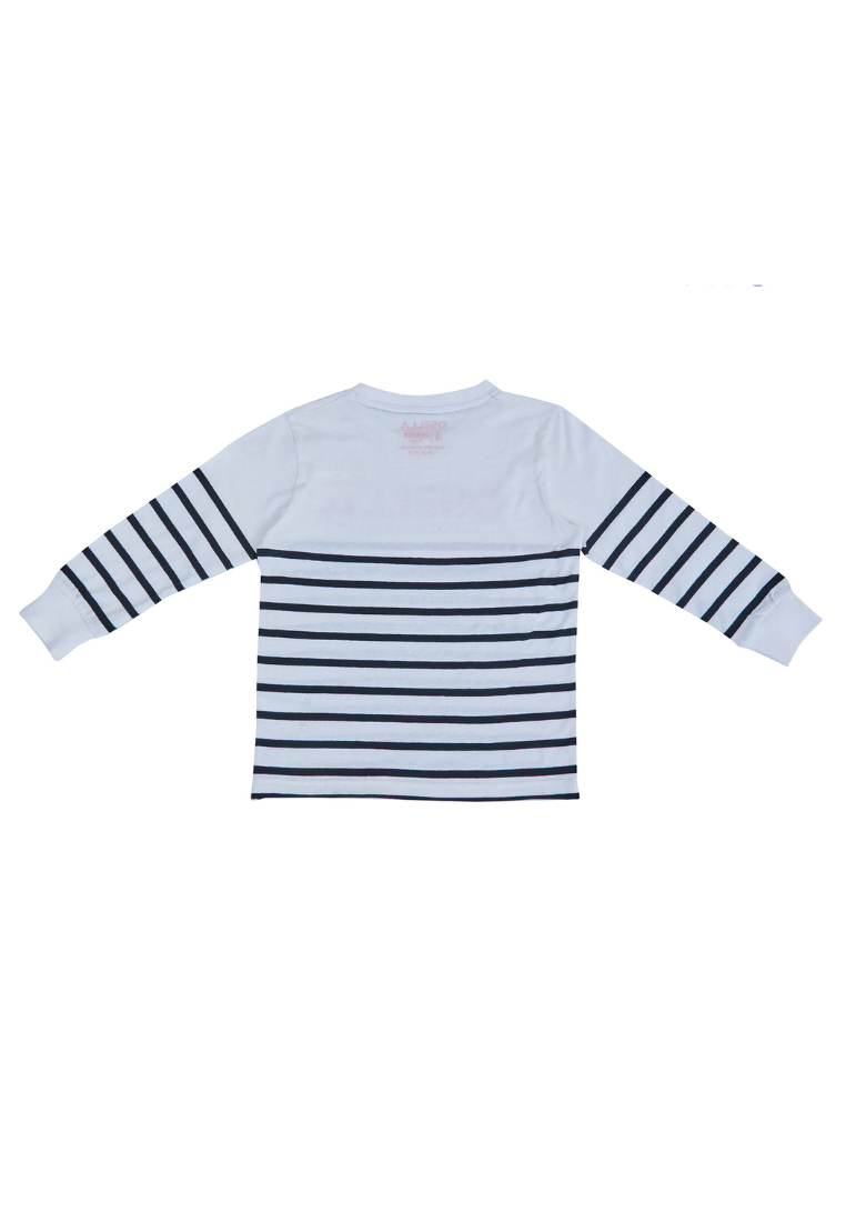 Osella Kids Lunar Regular Stripe Long Sleeve T-Shirt In White And Black
