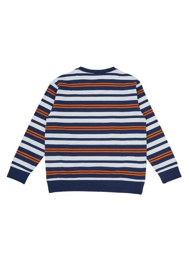 Osella Kids Earth Collection Streipe Sweater In Navy, White And Brown
