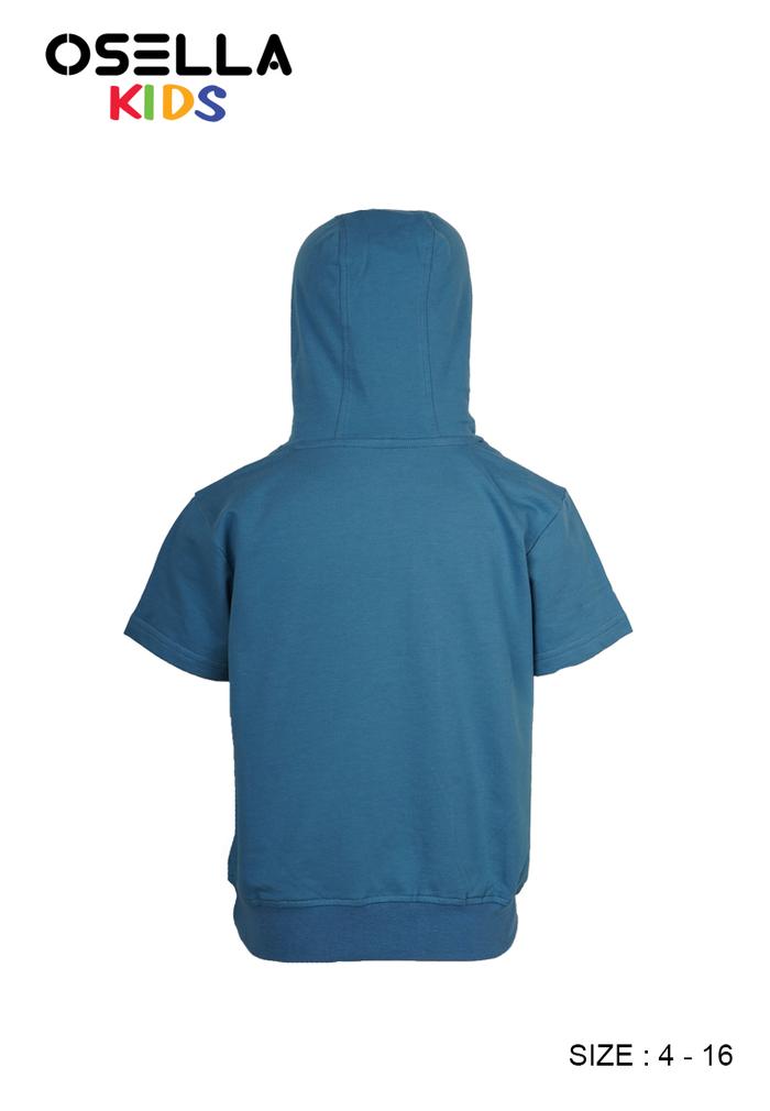 OSELLA SPACE REGULAR HOODIE T SHIRT IN BLUE