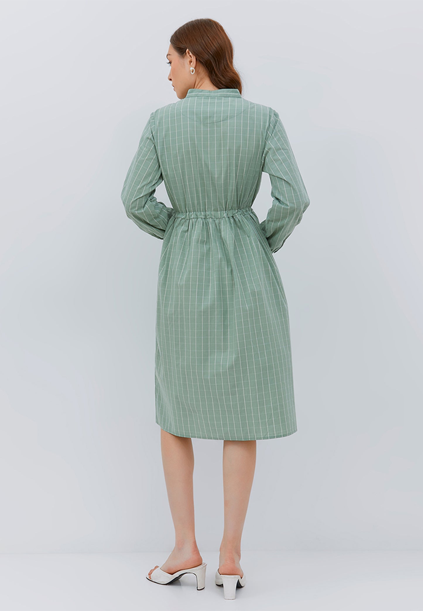 Osella Midi Checkered Koko Dress In Wasabi Green